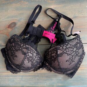 La Senza Black All Over Lace Nude Cups Beyond Sexy Bra - 36A